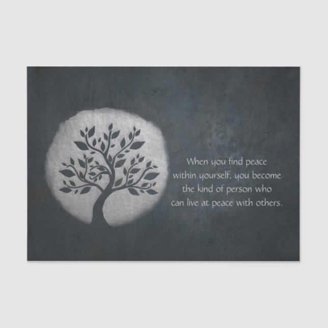 Yoga Meditation Reiki Instructor Silver Tree Quote Tissue Paper (Front)