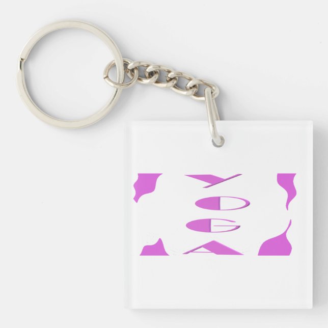 Yoga meditation relaxation pale purple white yoga  key ring (Front)
