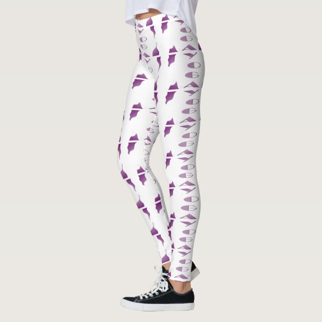 Yoga meditation relaxation pale purple white yoga  leggings (Left)