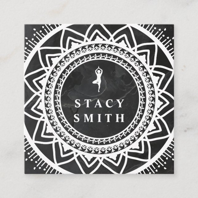 Yoga | Meditation Retreat | Mandala Square Business Card (Front)