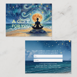 Yoga Meditation Starry Night Sky Moon Ocean Beach Discount Card