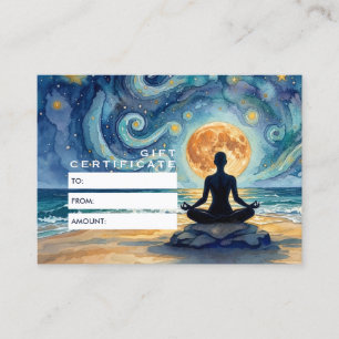 Yoga Meditation Starry Night Sky Moon Ocean Beach Discount Card