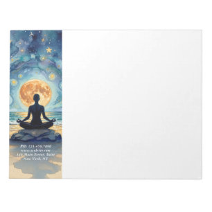 Yoga Meditation Starry Night Sky Moon Ocean Beach Notepad