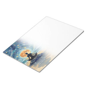 Yoga Meditation Starry Night Sky Moon Ocean Beach Notepad
