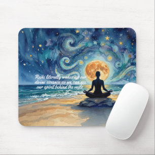 Yoga Meditation Starry Night Sky Moon Ocean Quotes Mouse Pad