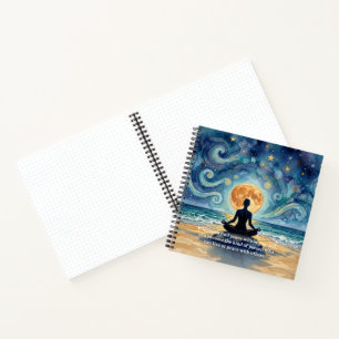 Yoga Meditation Starry Night Sky Moon Ocean Quotes Notebook