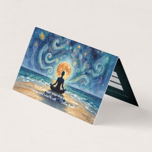 Yoga Meditation Starry Night Sky Moon Price List Business Card