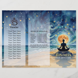 Yoga Meditation Starry Night Sky Moon sea Tri-Fold