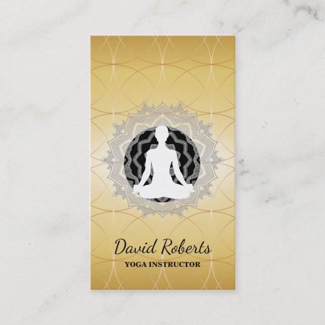 Yoga Meditation Teacher Instructor Lotus Mandala Business Card (Front)
