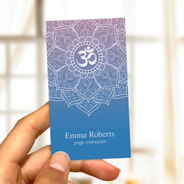 Yoga & Meditation Teacher Mandala Namaste Om Sign Business Card (Creator Uploaded)