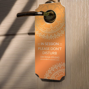 Yoga Meditation Teacher Modern Orange Gold Mandala Door Hanger