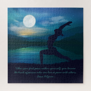 Yoga Meditation Teacher Moon Salutation Pose Quote Jigsaw Puzzle