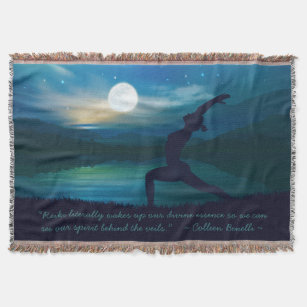 Yoga Meditation Teacher Moon Salutation Pose Quote Throw Blanket