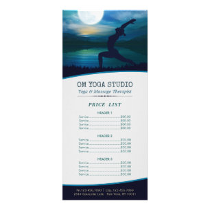 Yoga Meditation Teacher Moon Salutation Price List Rack Card