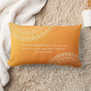 Yoga Meditation Teacher Orange Gold Mandala Quotes Lumbar Cushion