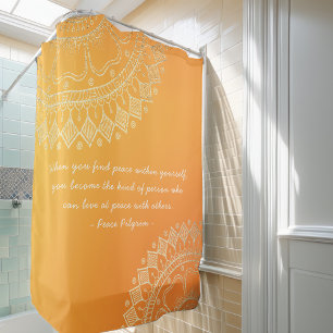 Yoga Meditation Teacher Orange Gold Mandala Quotes Shower Curtain