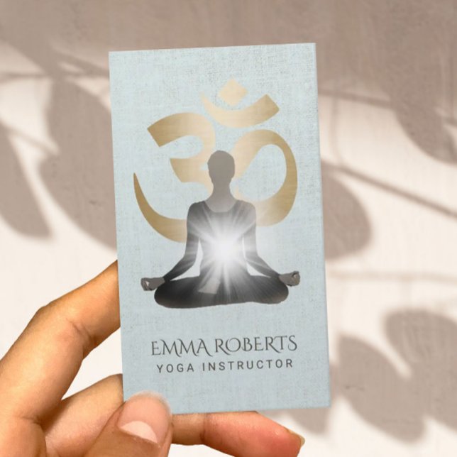 Yoga & Meditation Teacher Stylish Faux Linen Business Card (Creator Uploaded)