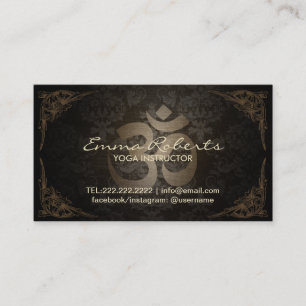 Yoga & Meditation Vintage Damask Framed Om Sign Business Card