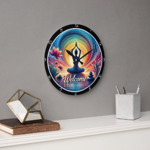 Yoga Meditation Welcome Clock