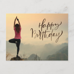 Yoga Meditation Woman Happy Birthday  Postcard