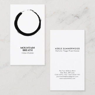 Yoga Minimalist Black & White Enso Circle Motif Business Card