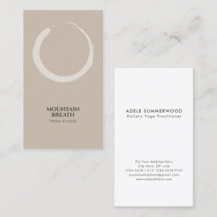 Yoga Minimalist Enso Circle Motif Taupe Business Card