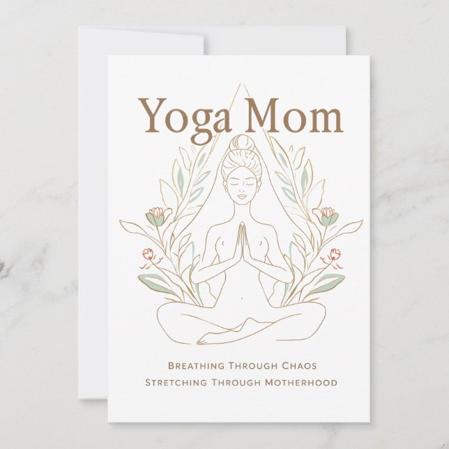 Yoga Mom Breathing Through Motherhood Holiday Card (Front)