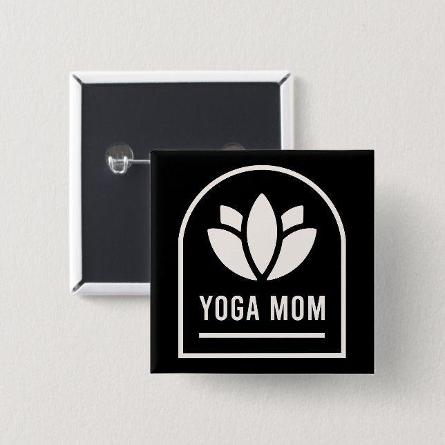 Yoga mom yogi mother 15 cm square badge (Front & Back)