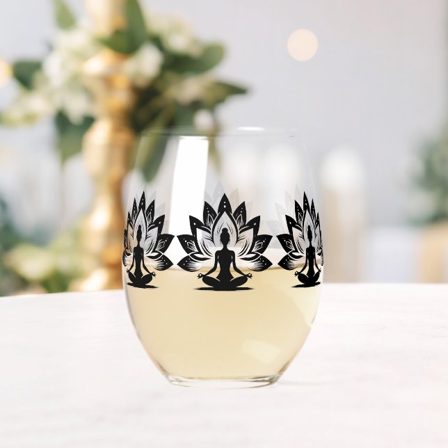 Yoga Mood Stemless Wine Glass (Insitu (Wedding))