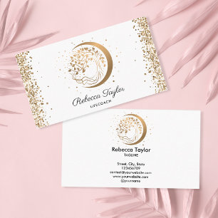 yoga moon trendy life coach tree of life gold busi business card