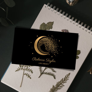yoga moon trendy life coach WILLOW Wtree gold Bus Business Card