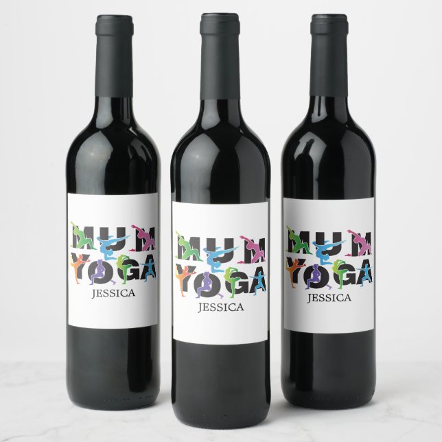 Yoga Mum Meditation Hobby Cute Mum Wine Label (Bottles)