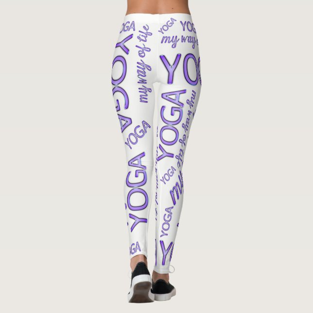 Yoga my way of life Purple Typography Lifestyle Leggings (Back)