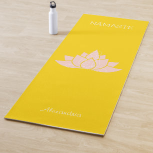 Yoga Namaste Gold Color Lotus Girl Pose Graphic Mat