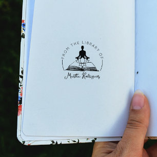 Yoga Namaste Lotus Book From the Library Of Rubber Stamp