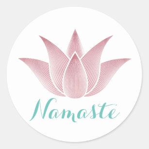 Yoga Namaste Lotus Flower Classic Round Sticker