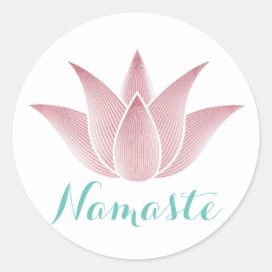 Yoga Namaste Lotus Flower Classic Round Sticker