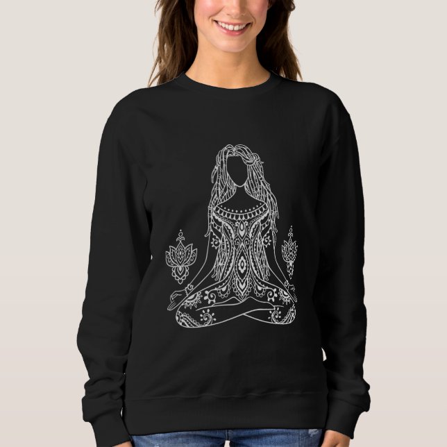 Yoga Namaste Moon Buddha Pose Sweatshirt (Front)