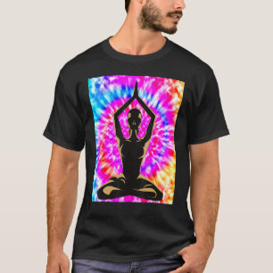 Yoga Namaste Moon Tie Die Buddha Pose T-Shirt