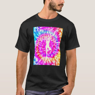 Yoga Namaste Moon Tie Die Buddha Tree T-Shirt