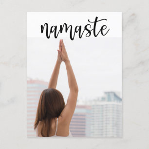 Yoga Namaste Woman posing yoga Postcard
