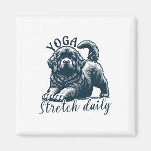 Yoga Newfoundland Dog Funny Stretch Daily Motivati Magnet