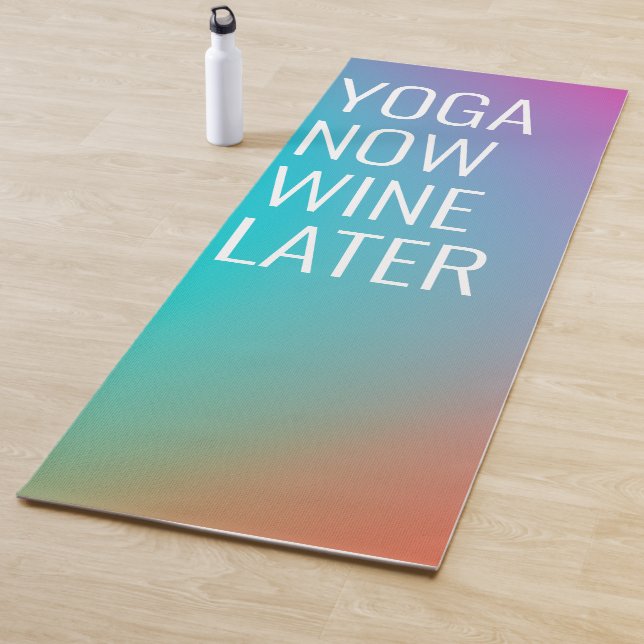 Yoga Now Wine Later Funny Watercolor Mat (In Situ)