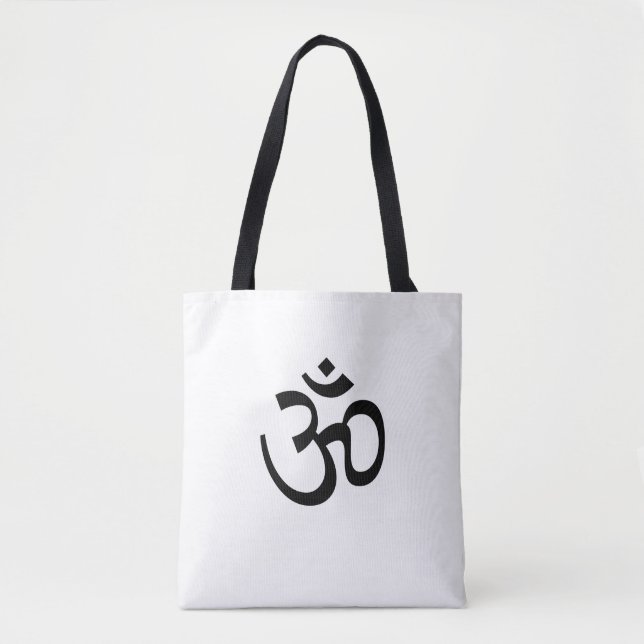 Yoga, Om Aum Icon, Hinduism Symbol, black white Tote Bag (Front)