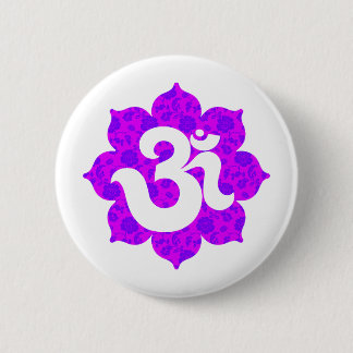 Yoga Om in Lotus purple pink 6 Cm Round Badge