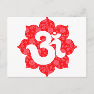 Yoga Om in Lotus Red Postcard