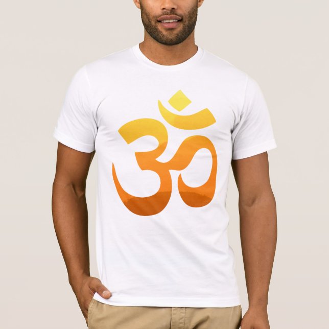 Yoga Om Mantra Gold Sun Front Design Men's White T-Shirt (Front)