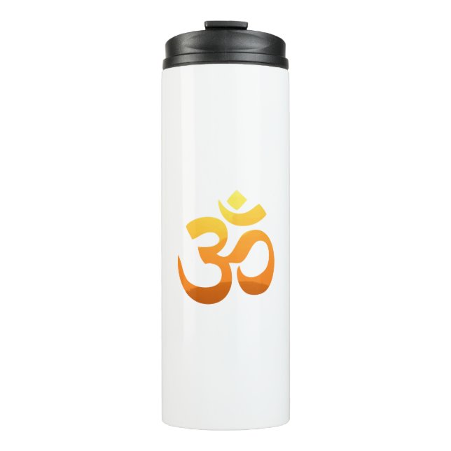 Yoga Om Mantra Symbol Gold Sun Asana Meditation Thermal Tumbler (Front)