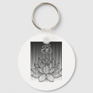 Yoga, Om Symbol And Lotus Flower Key Ring
