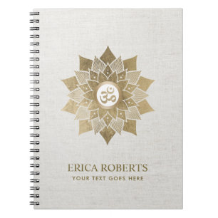 Yoga Om Symbol Gold Lotus Flower Namaste Notebook